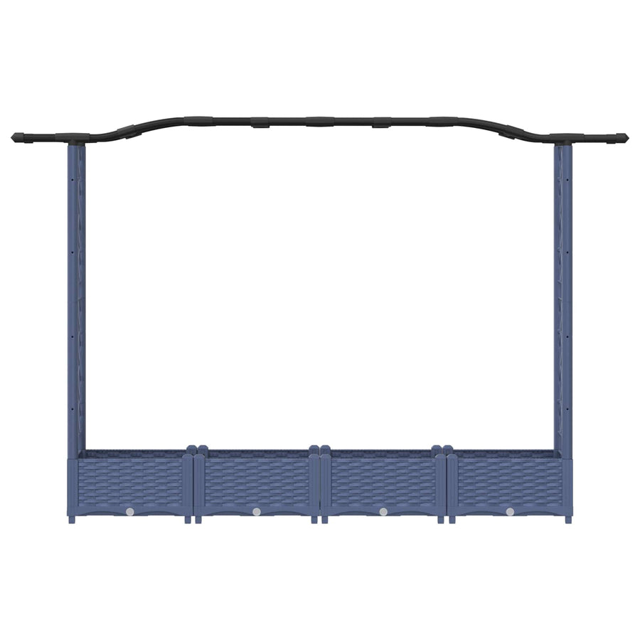 Verhoogd Bed met Trellis en Dak Grijs 207 x 40 x 126 cm PP