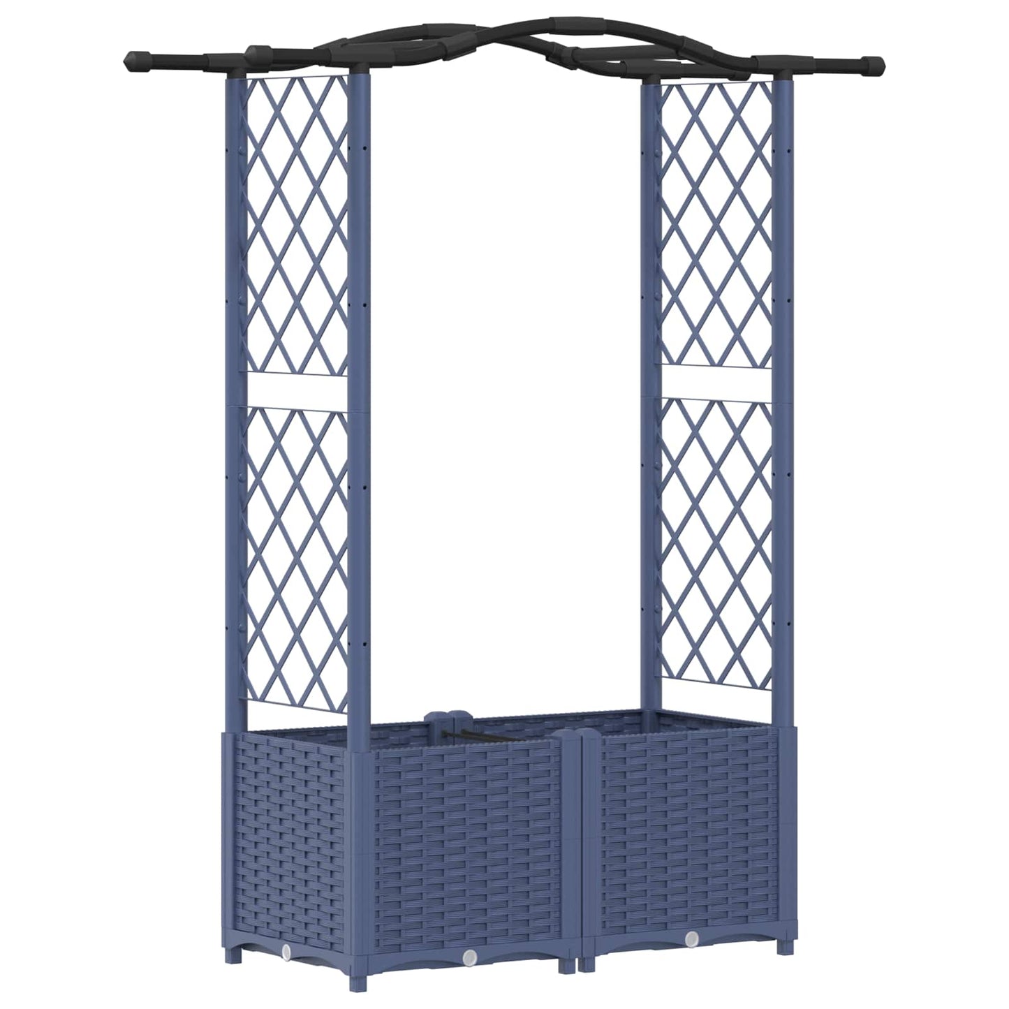 Verhoogd Bed met Trellis en Dak Grijs 125 x 40 x 138 cm PP