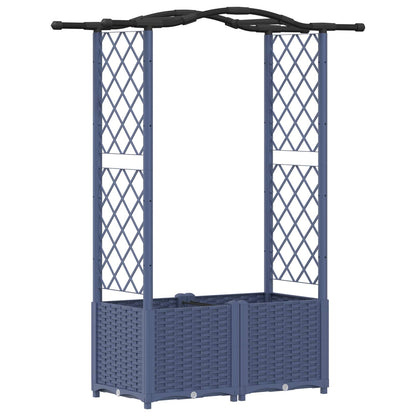 Verhoogd Bed met Trellis en Dak Grijs 125 x 40 x 138 cm PP