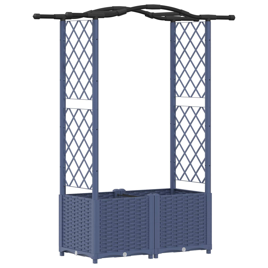 Verhoogd Bed met Trellis en Dak Grijs 125 x 40 x 138 cm PP
