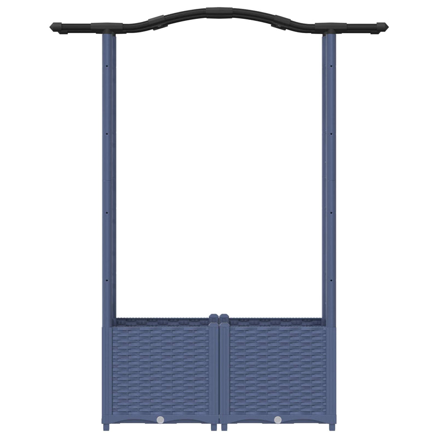 Verhoogd Bed met Trellis en Dak Grijs 125 x 40 x 138 cm PP
