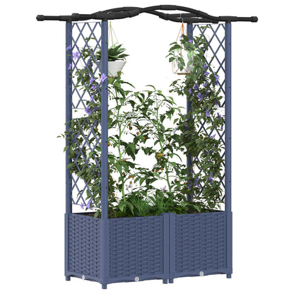 Verhoogd Bed met Trellis en Dak Grijs 125 x 40 x 138 cm PP