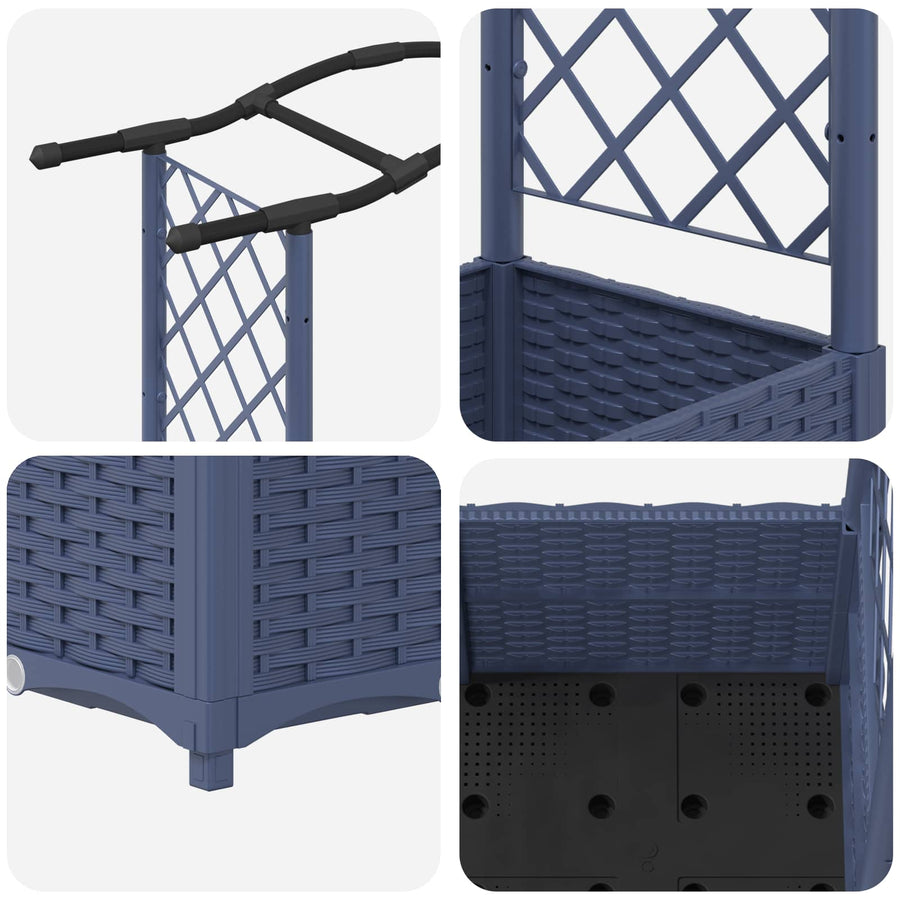 Verhoogd Bed met Trellis en Dak Grijs 164 x 40 x 142 cm PP