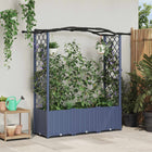 Verhoogd tuinbed met dak 164x40x142 cm grijs PP