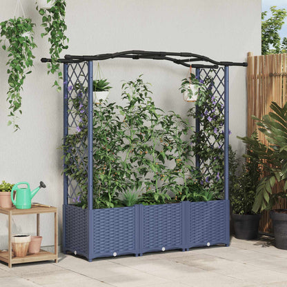 Verhoogd Bed met Trellis en Dak Grijs 164 x 40 x 142 cm PP