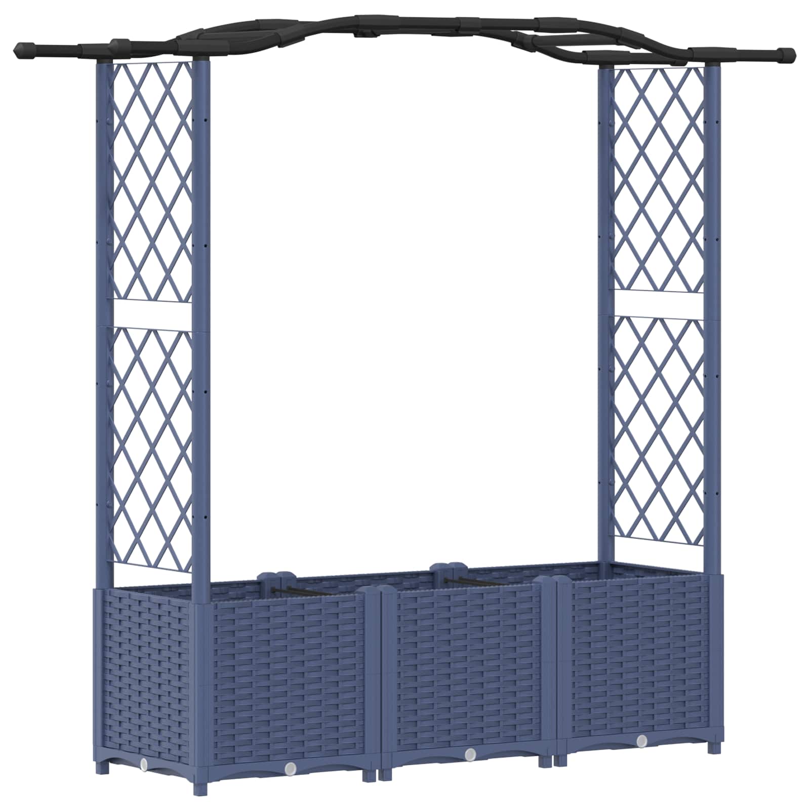 Verhoogd Bed met Trellis en Dak Grijs 164 x 40 x 142 cm PP