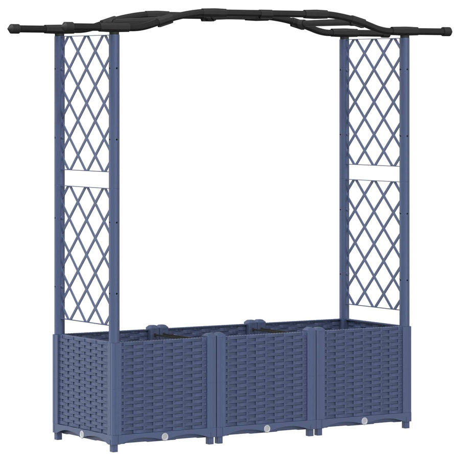 Verhoogd Bed met Trellis en Dak Grijs 164 x 40 x 142 cm PP