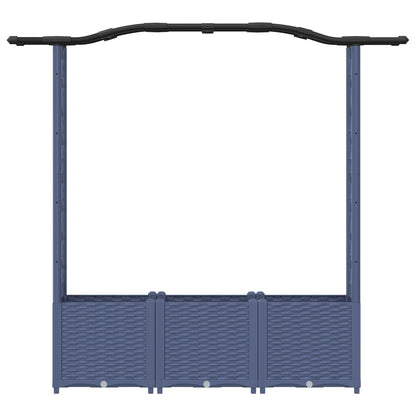 Verhoogd Bed met Trellis en Dak Grijs 164 x 40 x 142 cm PP