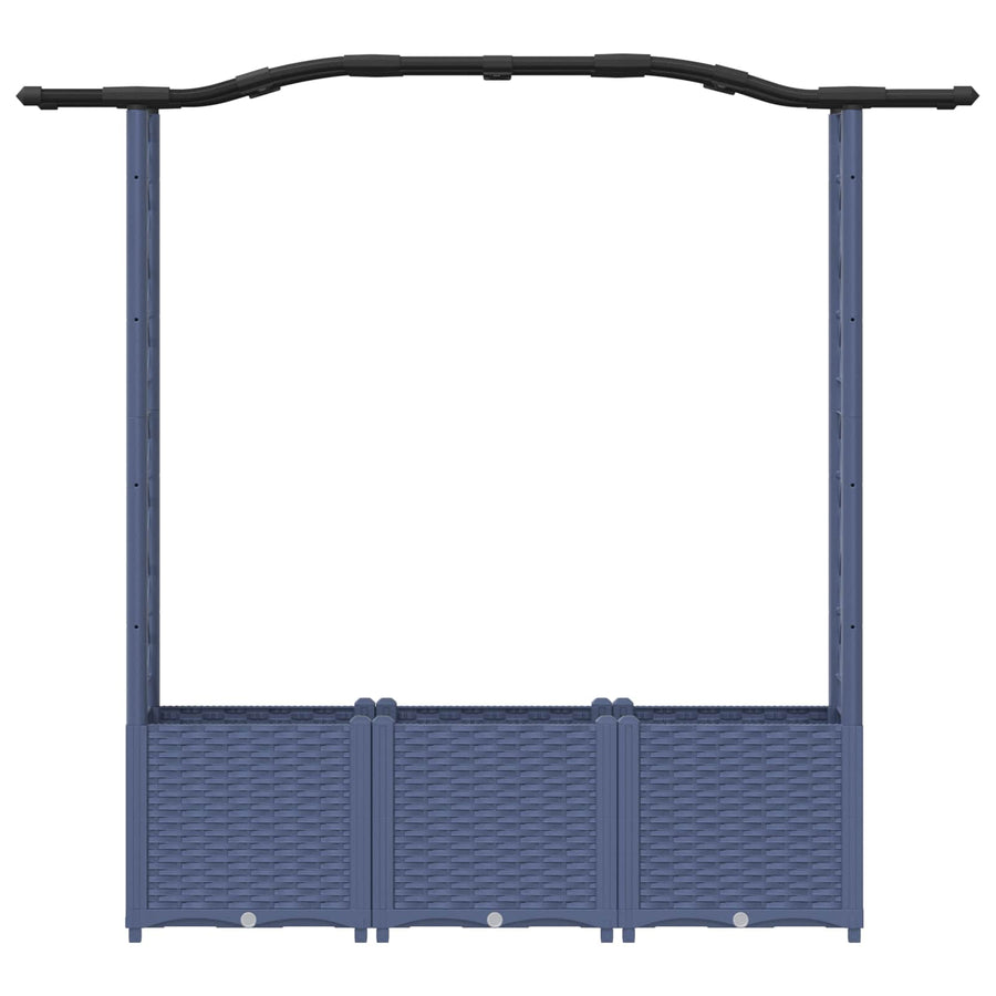 Verhoogd Bed met Trellis en Dak Grijs 164 x 40 x 142 cm PP