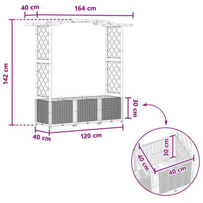 Verhoogd Bed met Trellis en Dak Grijs 164 x 40 x 142 cm PP
