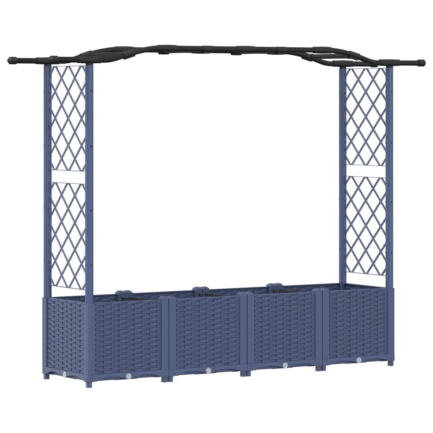 Verhoogd Bed met Trellis en Dak Grijs 204 x 40 x 141 cm PP