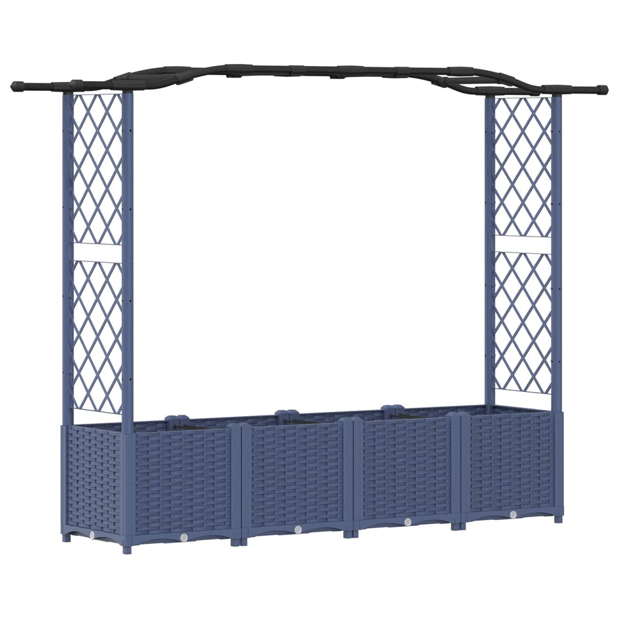 Verhoogd Bed met Trellis en Dak Grijs 204 x 40 x 141 cm PP