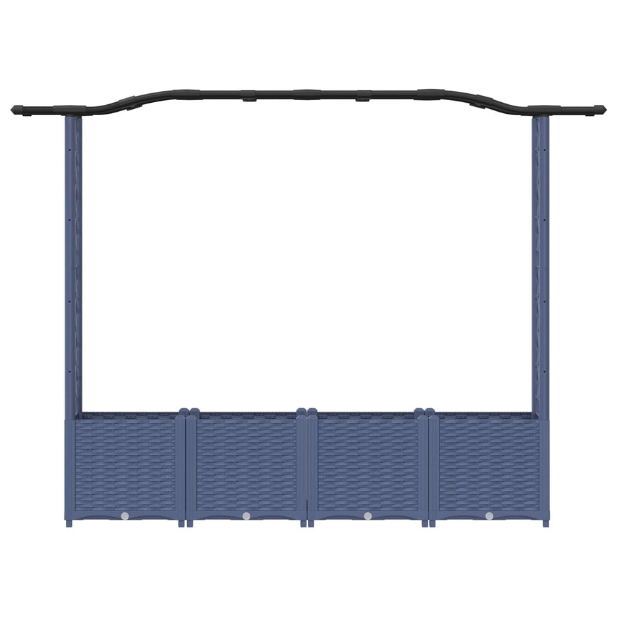 Verhoogd Bed met Trellis en Dak Grijs 204 x 40 x 141 cm PP