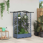 Verhoogd tuinbed met dak 124x40x126 cm grijs PP