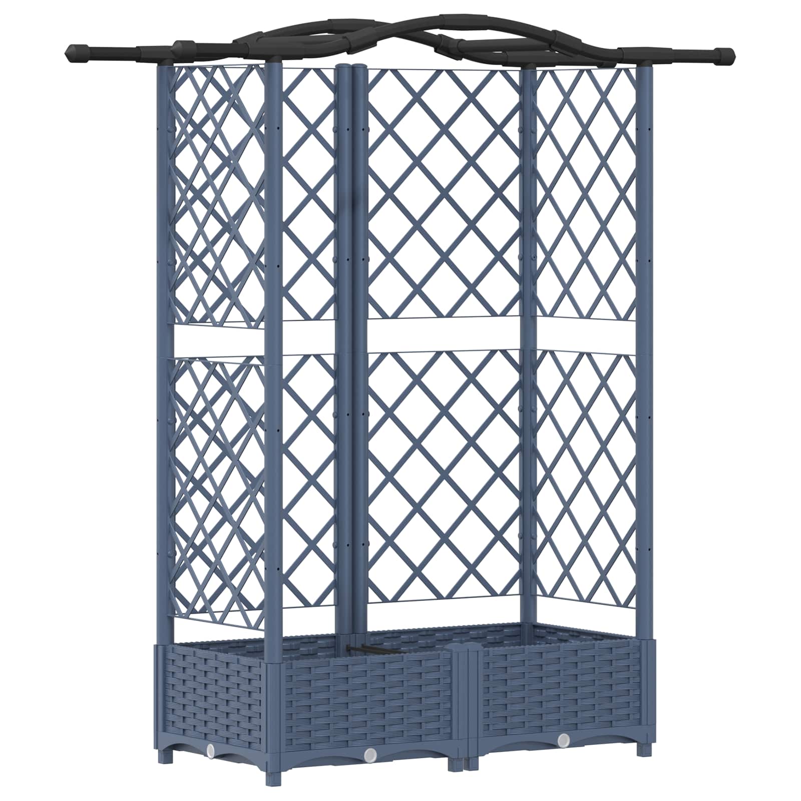 Verhoogd Bed met Trellis en Dak Grijs 124 x 40 x 126 cm PP
