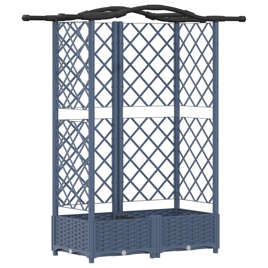 Verhoogd Bed met Trellis en Dak Grijs 124 x 40 x 126 cm PP