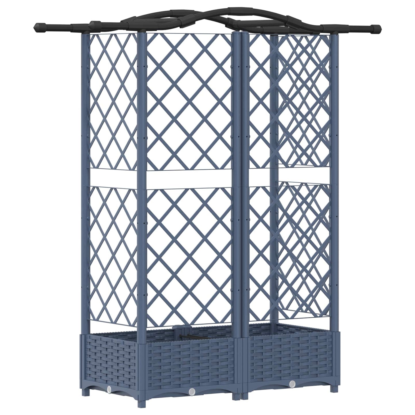 Verhoogd Bed met Trellis en Dak Grijs 124 x 40 x 126 cm PP