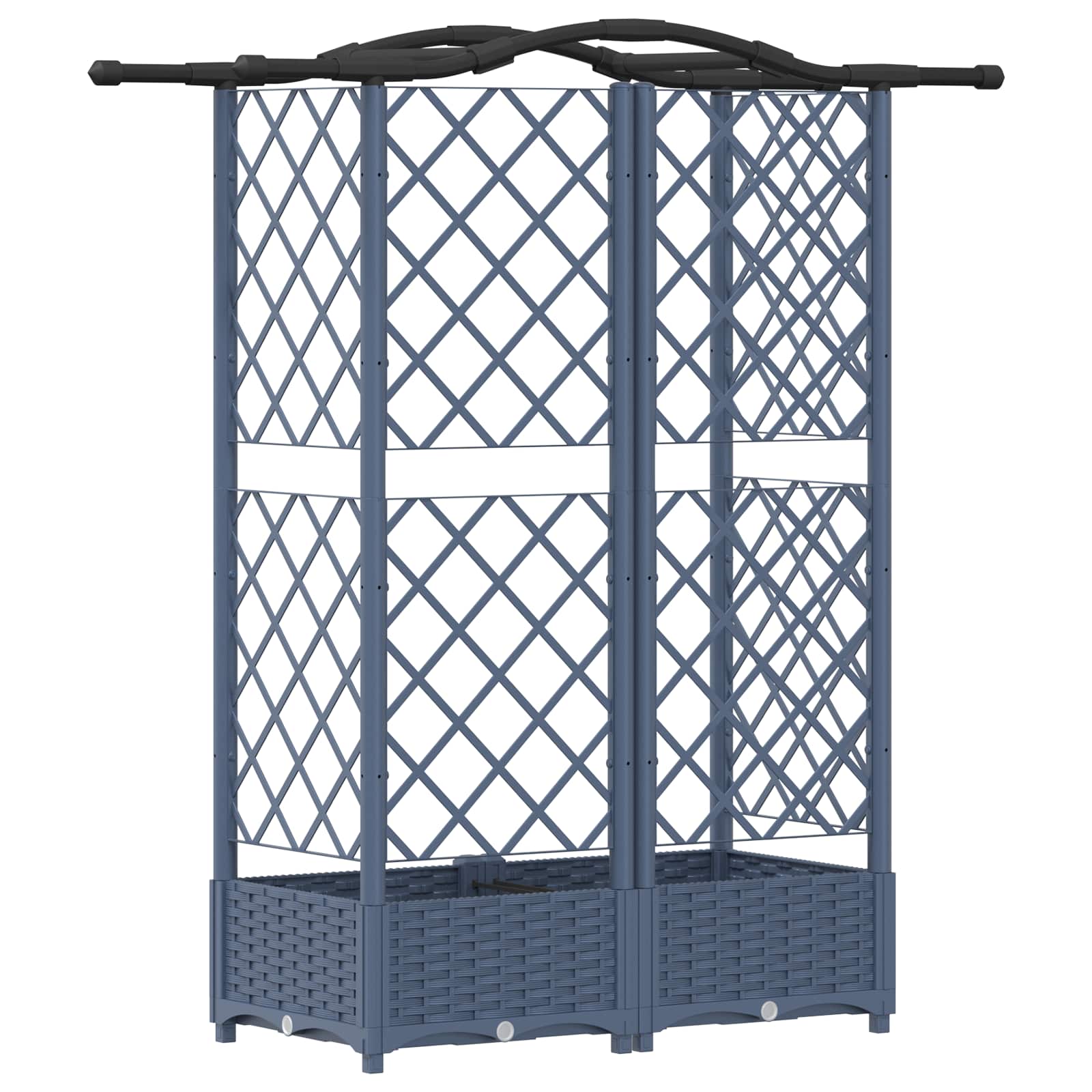 Verhoogd Bed met Trellis en Dak Grijs 124 x 40 x 126 cm PP
