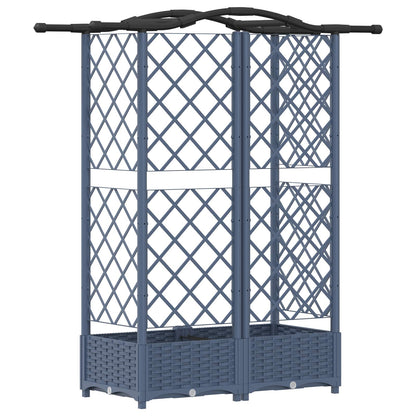Verhoogd Bed met Trellis en Dak Grijs 124 x 40 x 126 cm PP