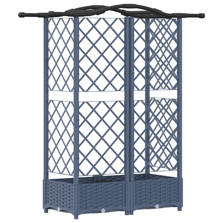 Verhoogd Bed met Trellis en Dak Grijs 124 x 40 x 126 cm PP