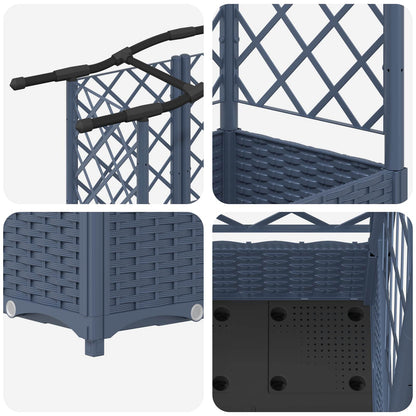 Verhoogd Bed met Trellis en Dak Grijs 163 x 40 x 126 cm PP