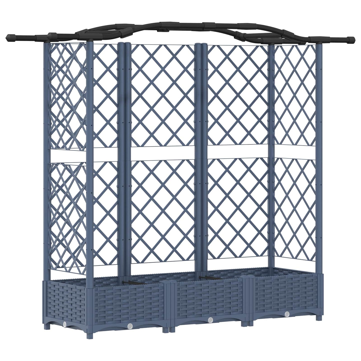 Verhoogd Bed met Trellis en Dak Grijs 163 x 40 x 126 cm PP