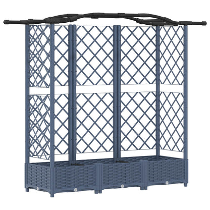 Verhoogd Bed met Trellis en Dak Grijs 163 x 40 x 126 cm PP