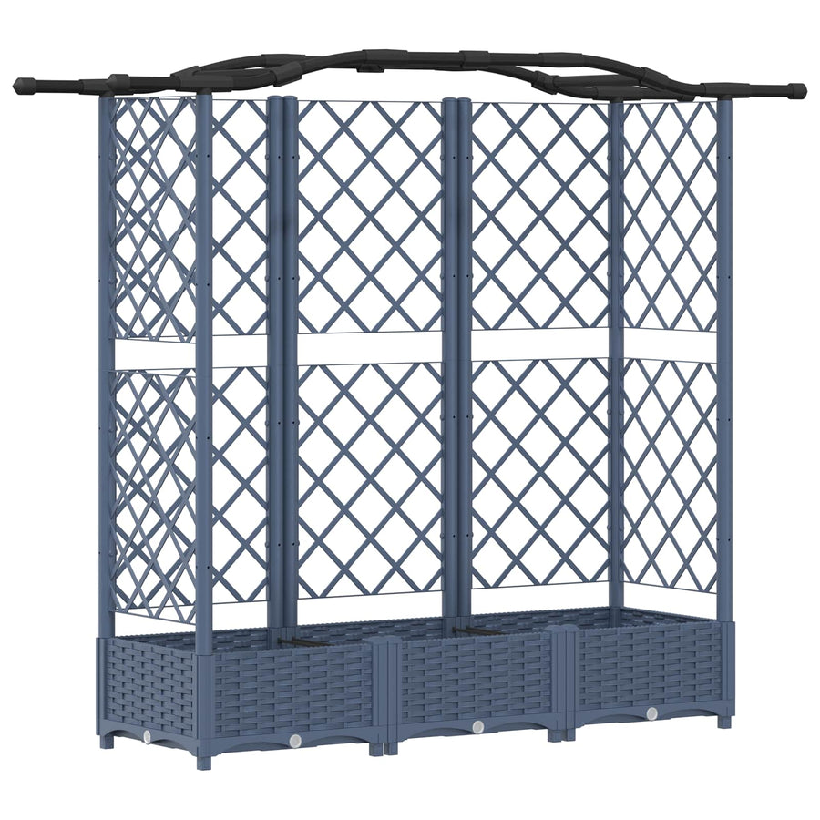Verhoogd Bed met Trellis en Dak Grijs 163 x 40 x 126 cm PP
