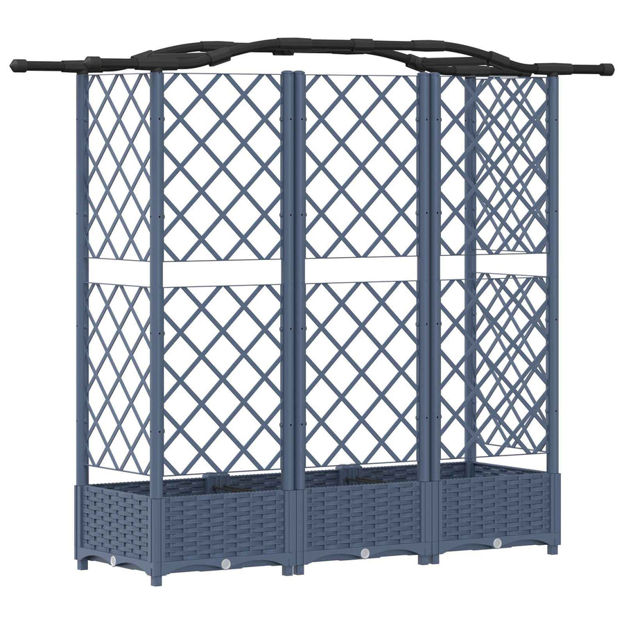 Verhoogd Bed met Trellis en Dak Grijs 163 x 40 x 126 cm PP