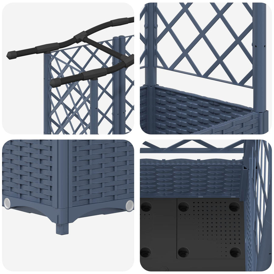 Verhoogd Bed met Trellis en Dak Grijs 203,5 x 40 x 125 cm PP