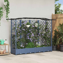 Verhoogd Bed met Trellis en Dak Grijs 203,5 x 40 x 125 cm PP