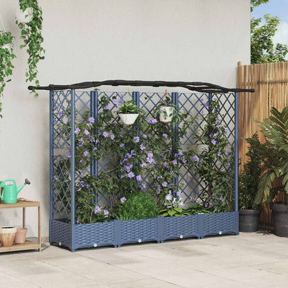 Verhoogd Bed met Trellis en Dak Grijs 203,5 x 40 x 125 cm PP