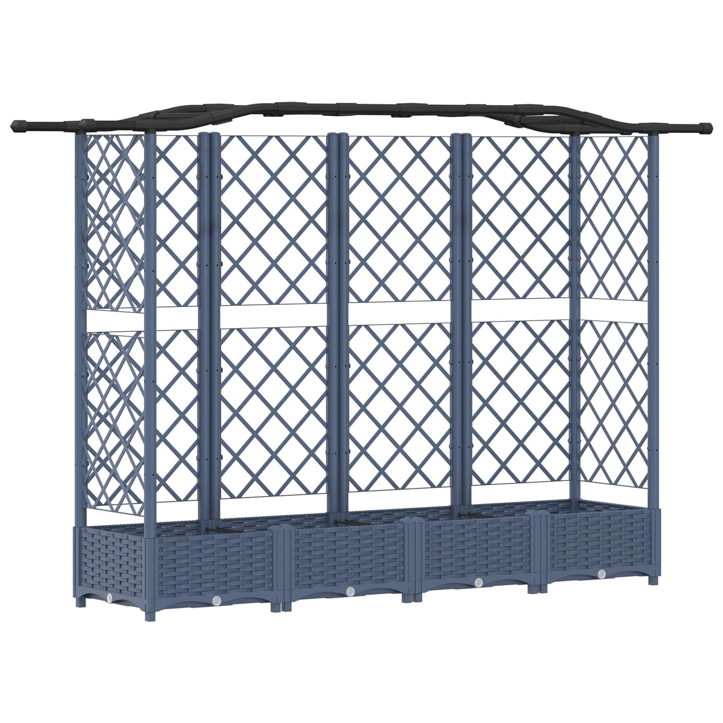 Verhoogd Bed met Trellis en Dak Grijs 203,5 x 40 x 125 cm PP