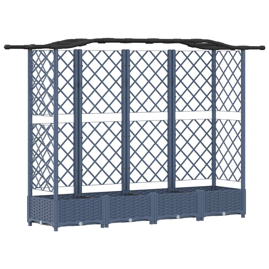 Verhoogd Bed met Trellis en Dak Grijs 203,5 x 40 x 125 cm PP