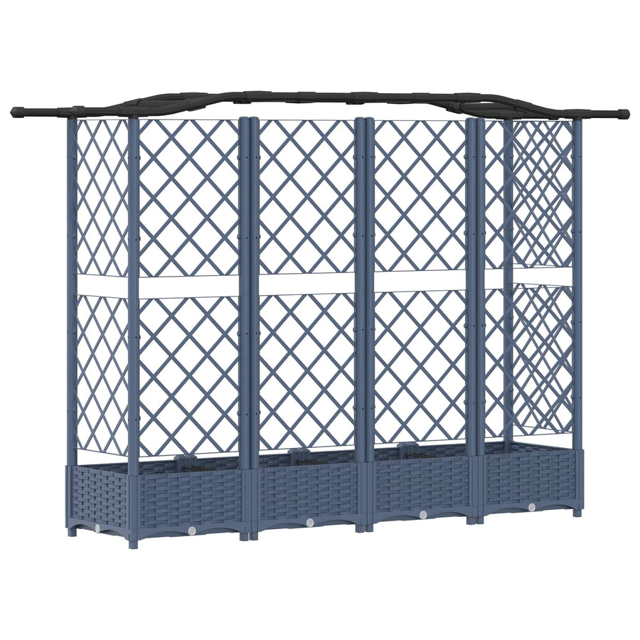 Verhoogd Bed met Trellis en Dak Grijs 203,5 x 40 x 125 cm PP
