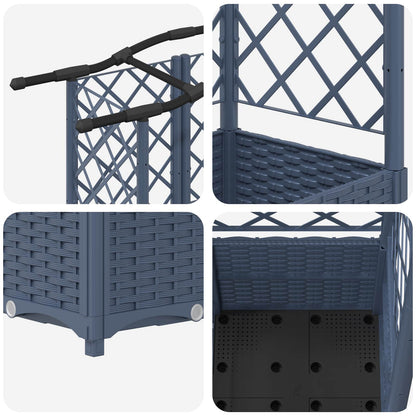 Verhoogd Bed met Trellis en Dak Grijs 122 x 40 x 141 cm PP