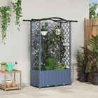 Raised Bed with Trellis and Roof Grey 122 x 40 x 141 cm PP