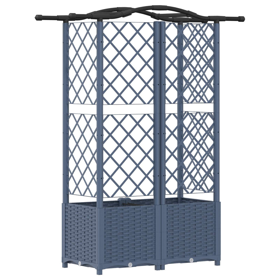Verhoogd Bed met Trellis en Dak Grijs 122 x 40 x 141 cm PP