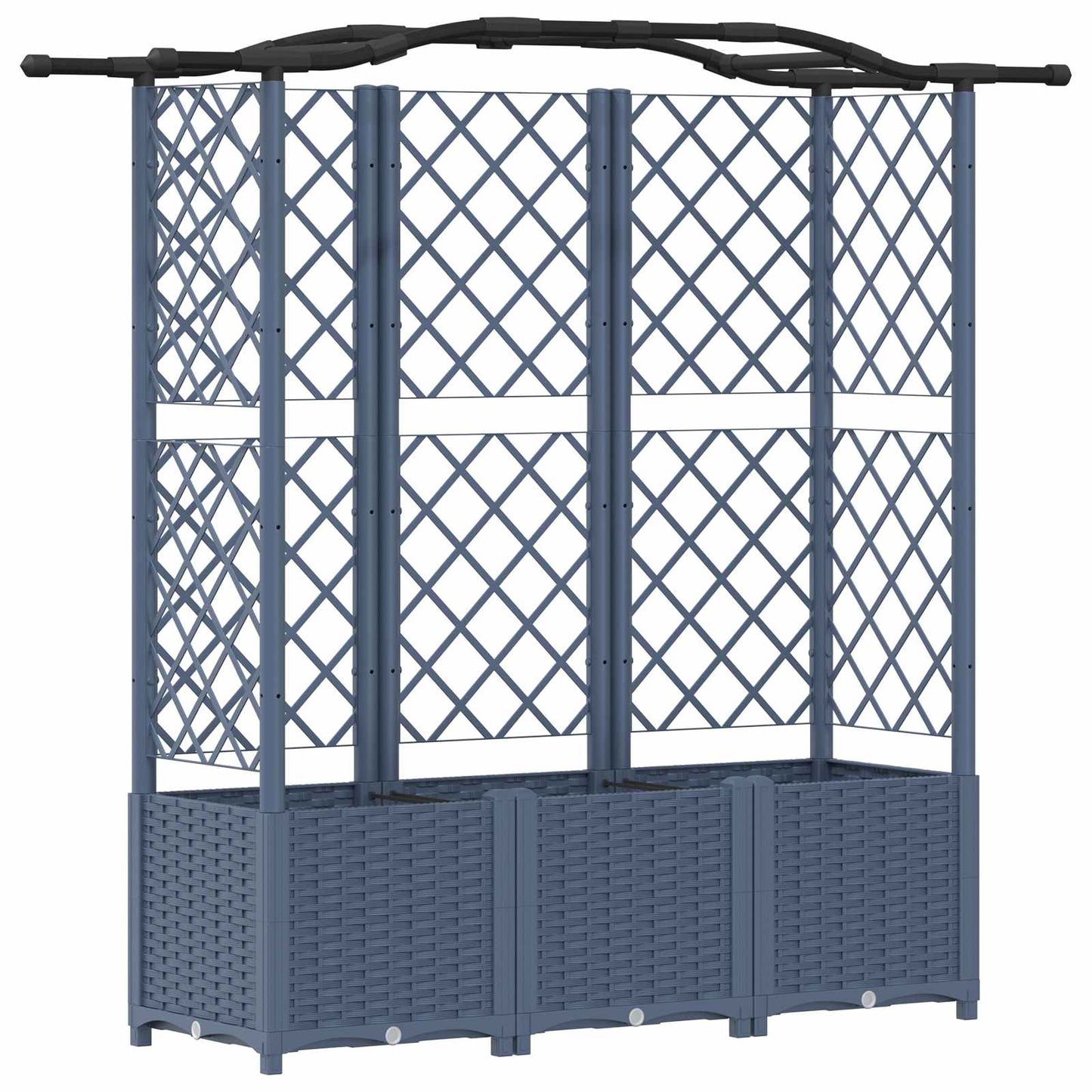 Verhoogd Bed met Trellis en Dak Grijs 163 x 40 x 141 cm PP