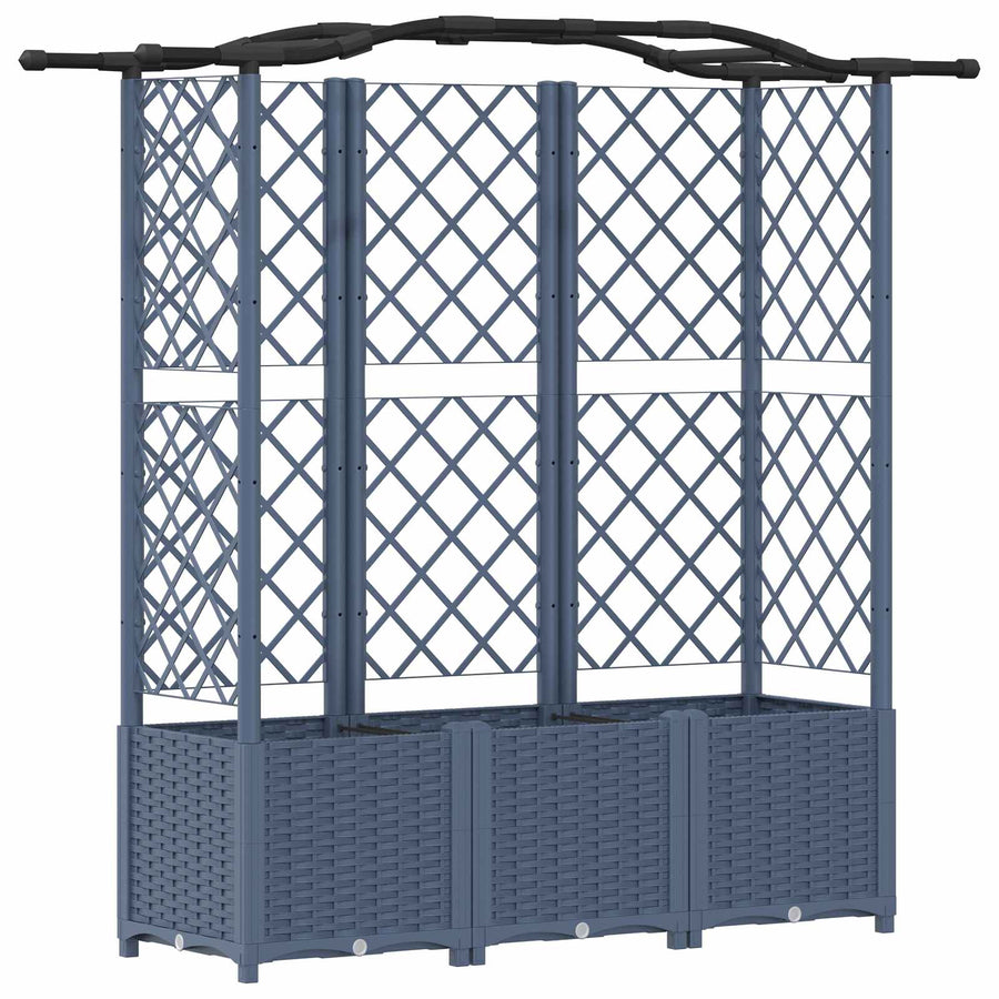 Verhoogd Bed met Trellis en Dak Grijs 163 x 40 x 141 cm PP