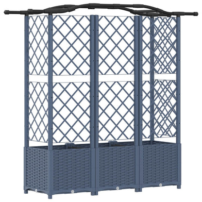 Verhoogd Bed met Trellis en Dak Grijs 163 x 40 x 141 cm PP