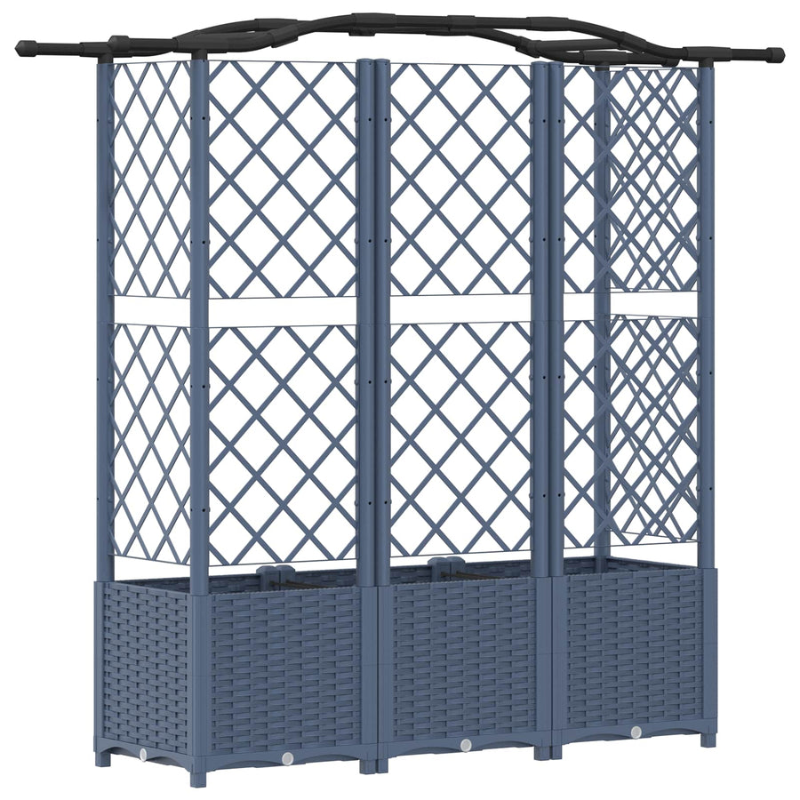 Verhoogd Bed met Trellis en Dak Grijs 163 x 40 x 141 cm PP