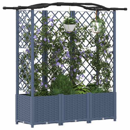 Verhoogd Bed met Trellis en Dak Grijs 163 x 40 x 141 cm PP