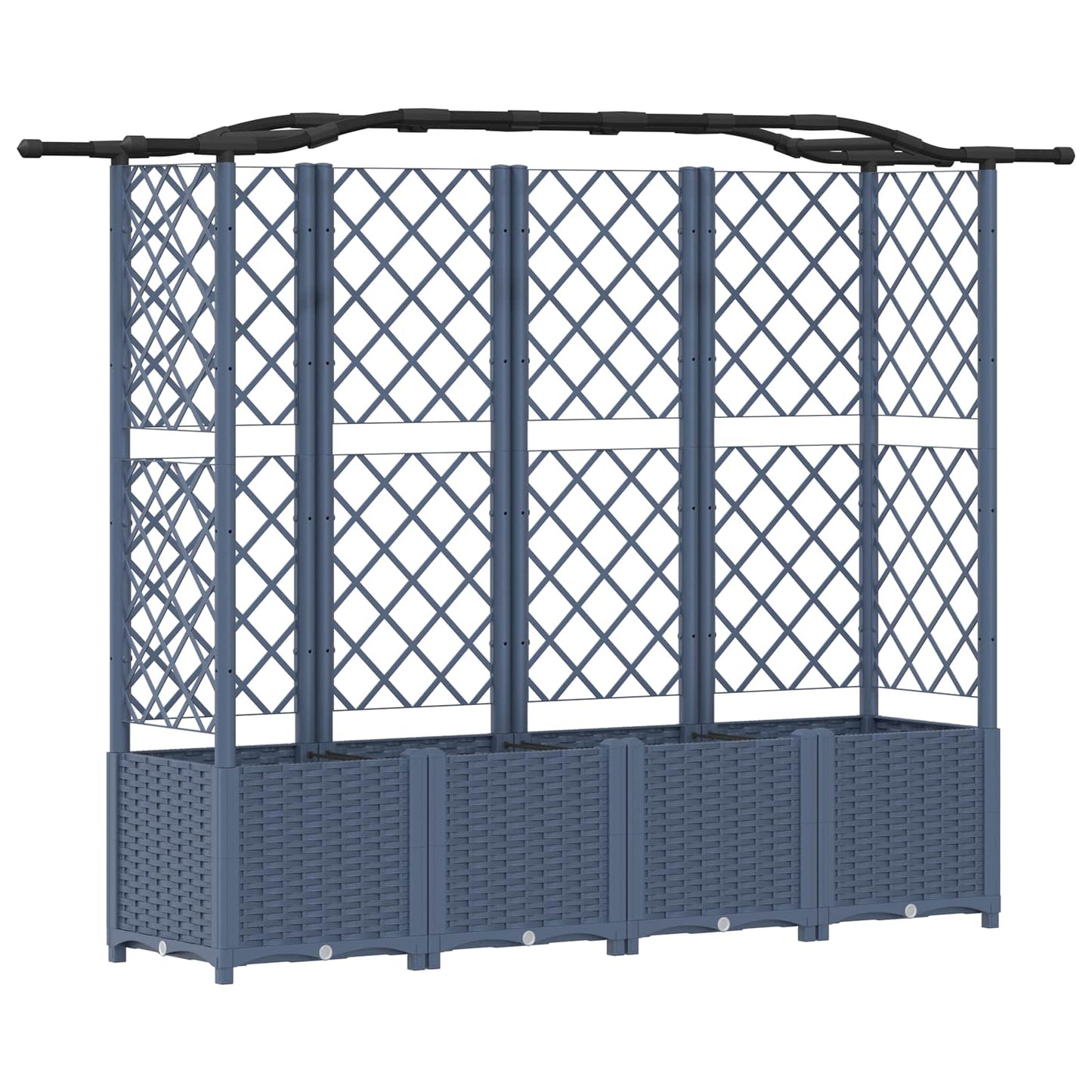 Verhoogd Bed met Trellis en Dak Grijs 204 x 40 x 141 cm PP