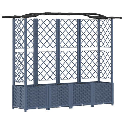 Verhoogd Bed met Trellis en Dak Grijs 204 x 40 x 141 cm PP