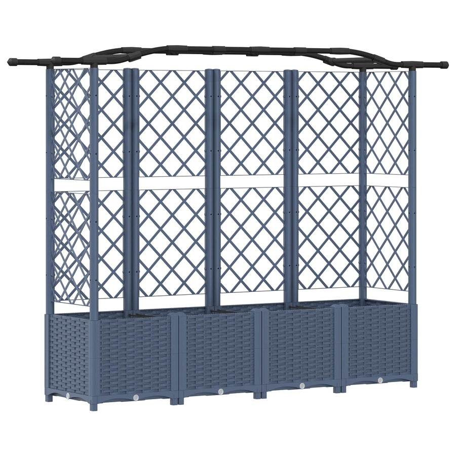 Verhoogd Bed met Trellis en Dak Grijs 204 x 40 x 141 cm PP