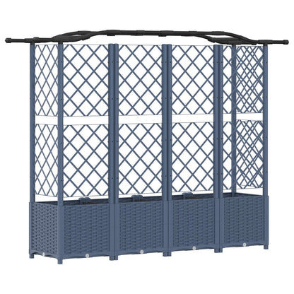 Verhoogd Bed met Trellis en Dak Grijs 204 x 40 x 141 cm PP