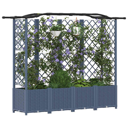 Verhoogd Bed met Trellis en Dak Grijs 204 x 40 x 141 cm PP