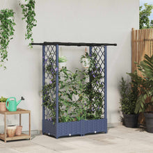 Verhoogd Bed met Trellis en Dak Grijs 122,5 x 40 x 123 cm PP