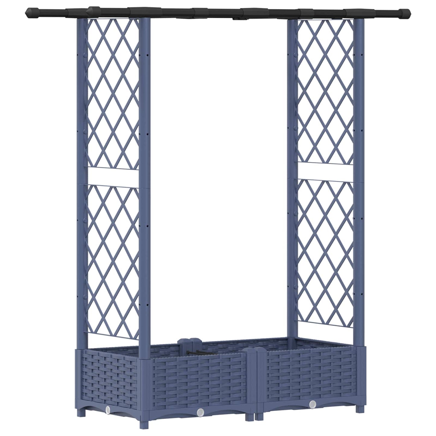 Verhoogd Bed met Trellis en Dak Grijs 122,5 x 40 x 123 cm PP
